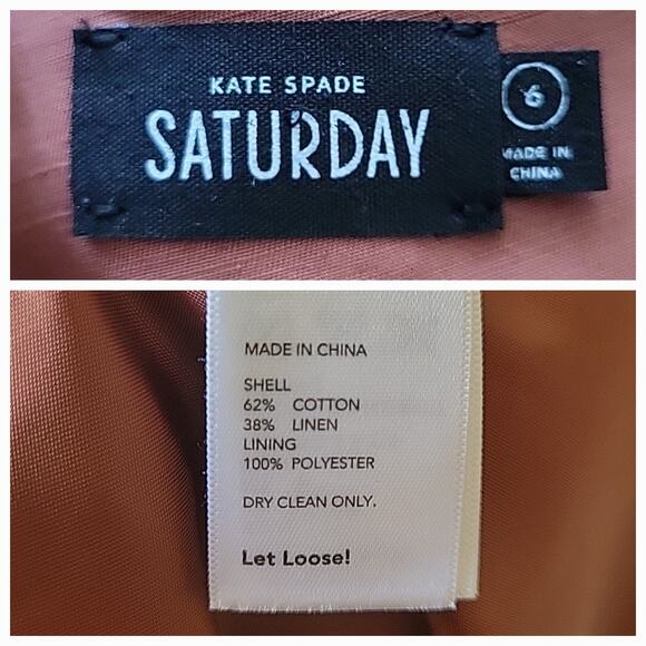 Kate Spade Saturday Lined Shorts Rust Cotton Linen High Rise Designer Preppy - Picture 11 of 12